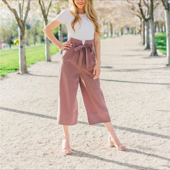 LA Charme U Paperbag Wide Leg Trouser Pants - Picture 7 of 8